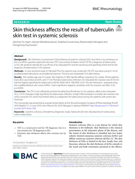 Pdf Skin Thickness Affects The Result Of Tuberculin Skin Test In