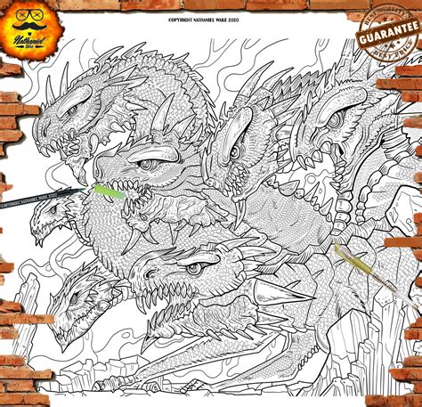 5 Behemoth Mythological Adult Coloring Page Bundle Deal Etsy 日本