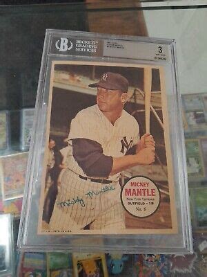 1967 Topps Pin Ups Poster 6 Mickey MANTLE Slabbed HOF BGS 3 EBay