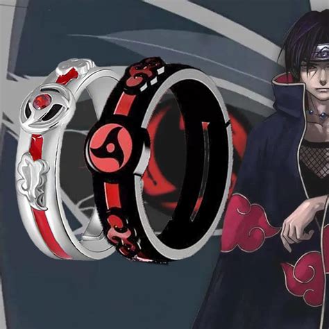 Anillo De Anime Naruto Akatsuki Itachi Sharingan Metal Ajustable Pareja