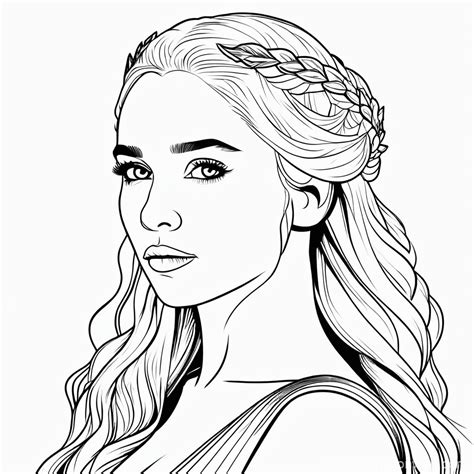 Line Art Of Daenerys Targaryen Sitting On Dragon Prompts Stable