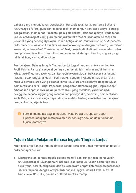 Capaian Pembelajaran Fase F Lanjutan Bahasa Inggris Tingkat Lanjut PDF