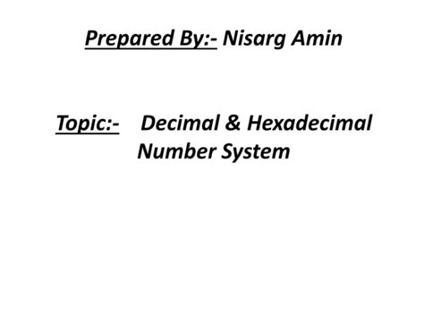 Decimal Number System Ppt