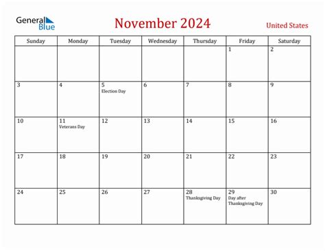 November 2024 Calendar National Holidays Carey Correna