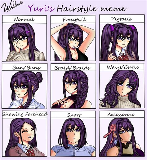 Hairstyle Meme Yuri Edition Ddlc Fanart By Willianxs On Deviantart