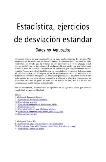 Estadística Ejercicios De Desviación Estándar Todo Cálculo Udocz