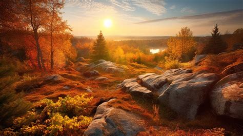 High Definition Sunset Photo Background, Fall Foliage In The Russian ...