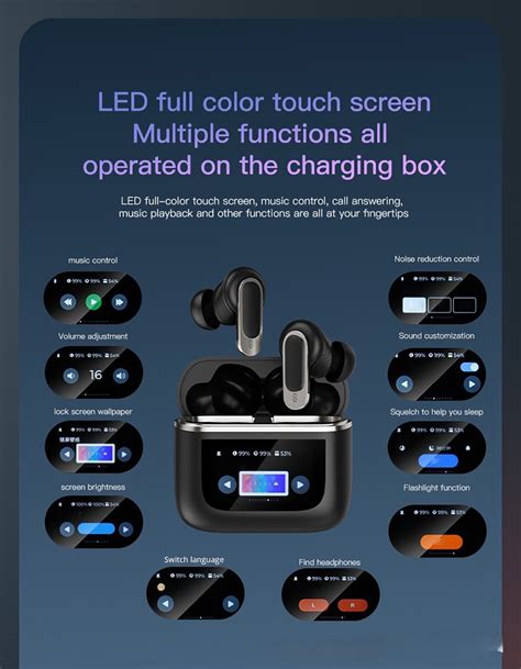 Smart Lcd Touchscreen Bluetooth 53 Earbuds Waterproof Wireless Sport Headphones Golden