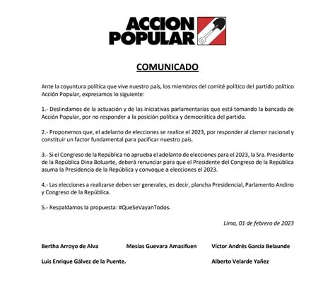 Flor Pablo Propone La Renuncia De Dina Boluarte Tras Incapacidad Del Congreso De Llegar A