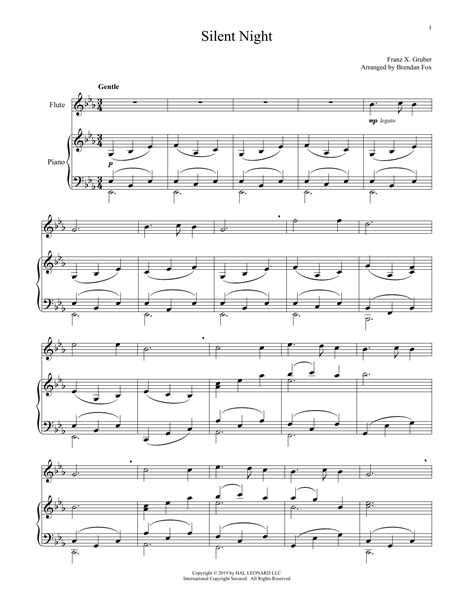 Silent Night Flute And Piano Print Sheet Music Now