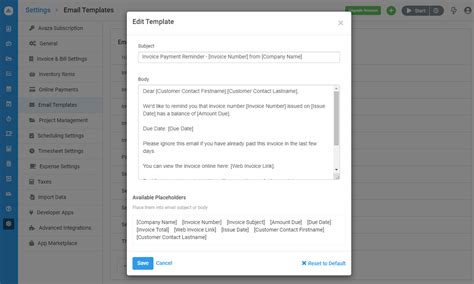 Invoice Auto Reminders Avaza