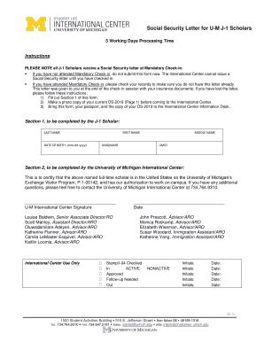 Fillable Online Internationalcenter Umich Social Security Letter For Um