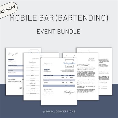 Mobile Bar Invoice Etsy Australia