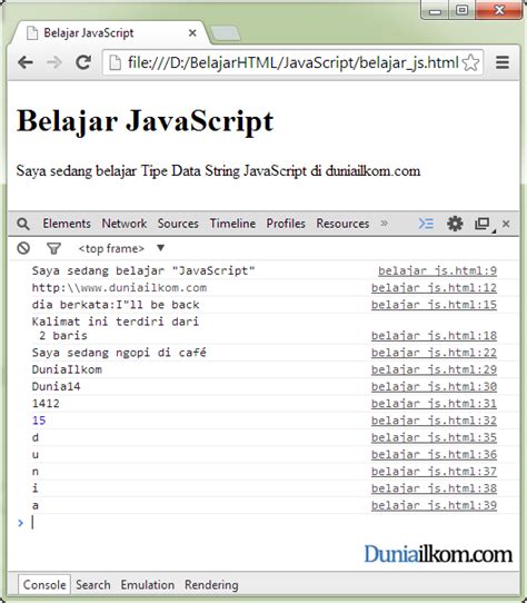 Pengertian Tipe Data String Dan Operator String Javascript Duniailkom