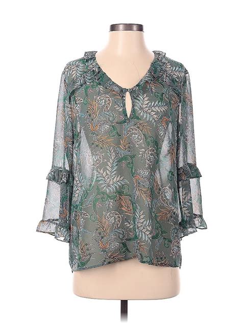 Daniel Rainn 100 Polyester Green Teal Long Sleeve Blouse Size S 68