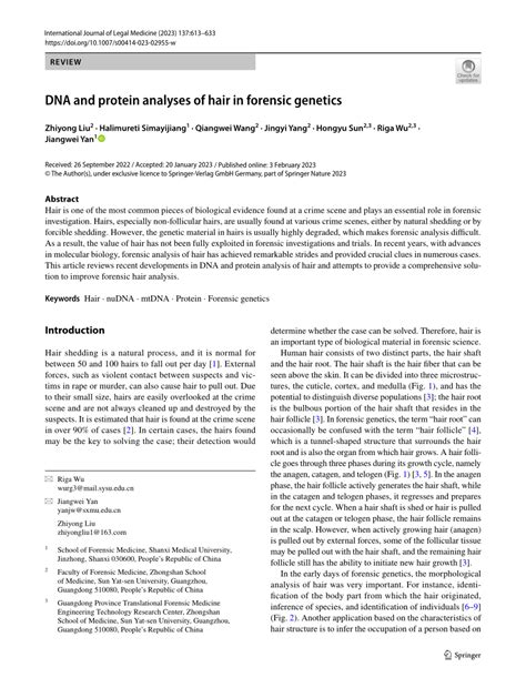 Pdf Dna And Protein Analyses Of Hair In Forensic Genetics