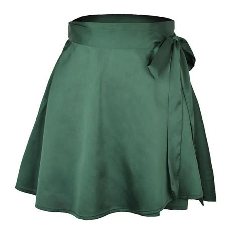 Jupes Femmes Courte En Satin De Soie FR87bl Blackish Green