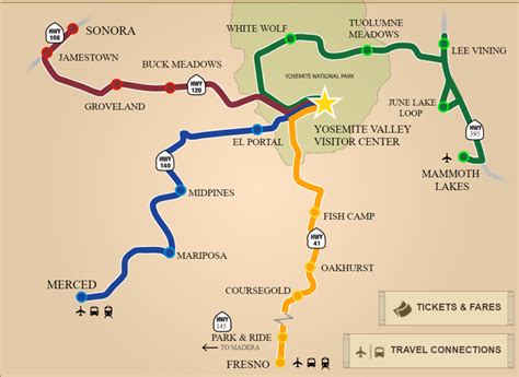 √ Yosemite National Park Tourist Map