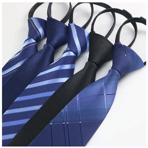 Fashion Lazy Zipper Neckties Classic Blue Men S Stripe Wedding Ties