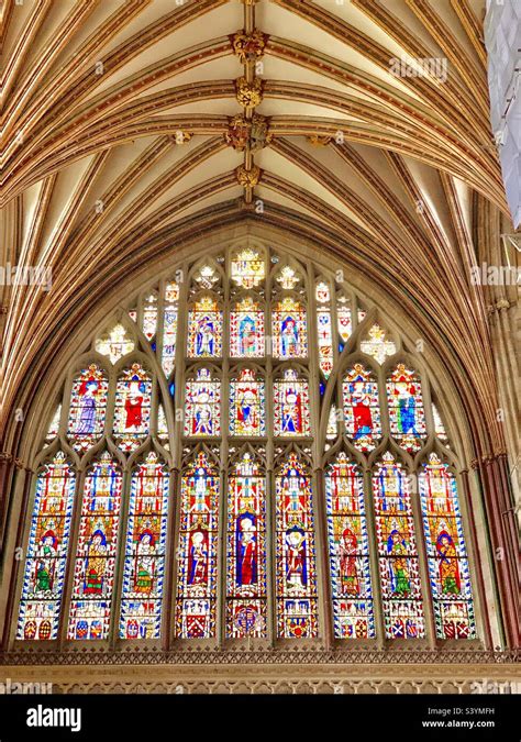 Incredible Bright And Colourful Huge Stained Glass Windows Depicting Saints And Religious Scenes