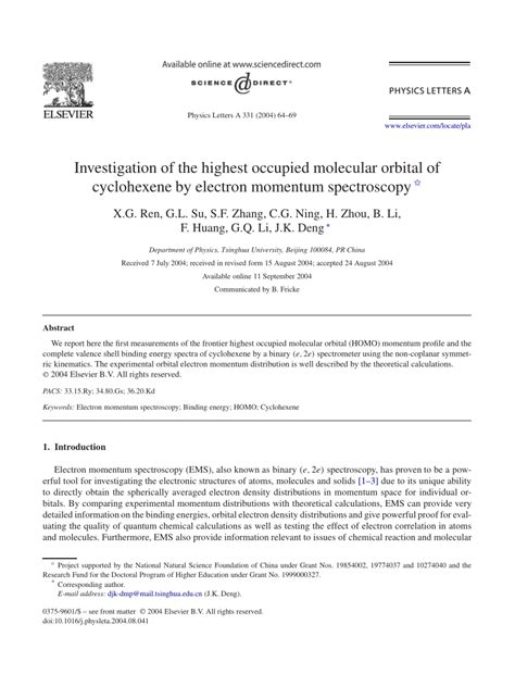 (PDF) Investigation of the highest occupied molecular orbital of ...