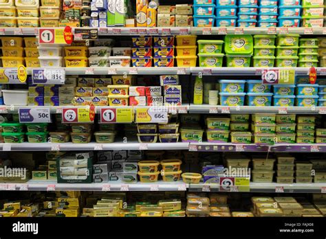 Butter And Margarine Shelf In A Supermarket Stock Photo Alamy