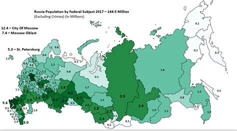 Russia Population Map 2017 | Map, World geography, World map