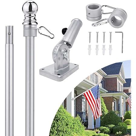 Somtton Heavy Duty Flag Pole With Bracket 6FT Flagpole Kit For House