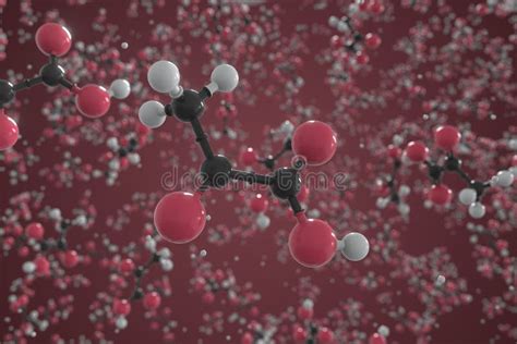 Molecule Of Pyruvic Acid Ball And Stick Molecular Model Scientific 3d Rendering Stock