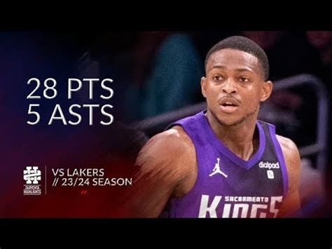 De Aaron Fox 28 Pts 5 Asts Vs Lakers 23 24 Season YouTube