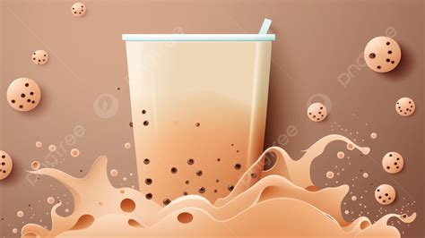 Milk Tea Splash Pearl Background Milk Tea Background Bubble Tea