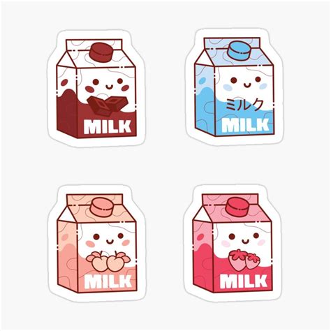 Cute Milk Carton Kawaii Chocolate Milk Strawberry Milk Cow Milk And