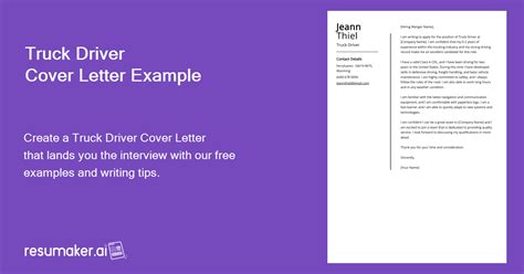 Truck Driver Cover Letter Examples Template Tips