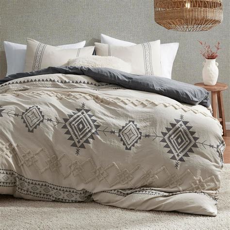 Amazon Oli Anderson Boho Duvet Cover Set King Size Beige And Gray