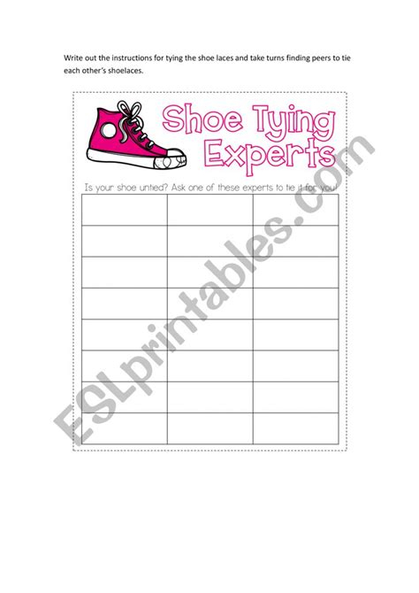 Shoe Tying Esl Worksheet By Yslwenzao