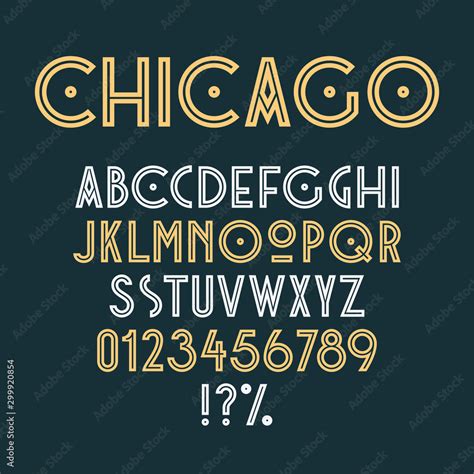 Vintage art deco retro font. Set of letters, numbers and symbols. Vector Stock Vector | Adobe Stock