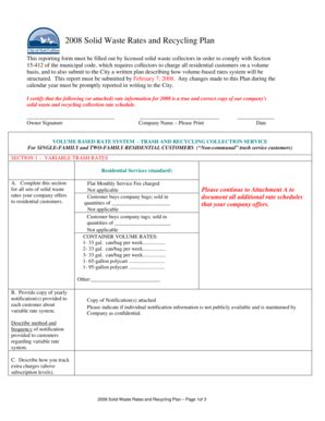 Fillable Online 2008 Solid Waste Rates And Recycling Plan V2doc Fax