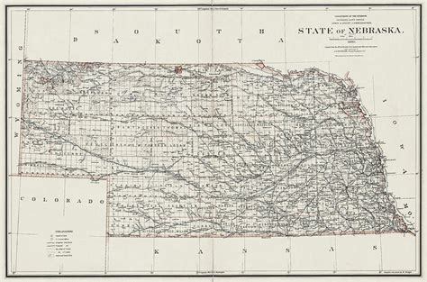 Historical Map State of Nebraska 1890 Photograph by Carol Japp - Fine ...