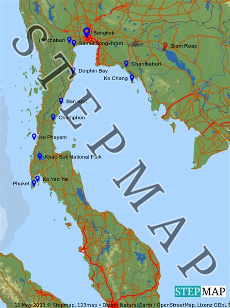 Stepmap Thailand Landkarte F R Thailand