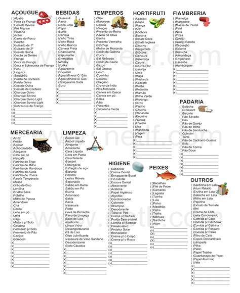 Lista De Compras Supermercado Completa Para 2 Pessoas Para Imprimir