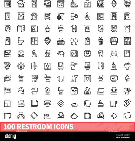 Restroom Icons Set Outline Illustration Of Restroom Icons