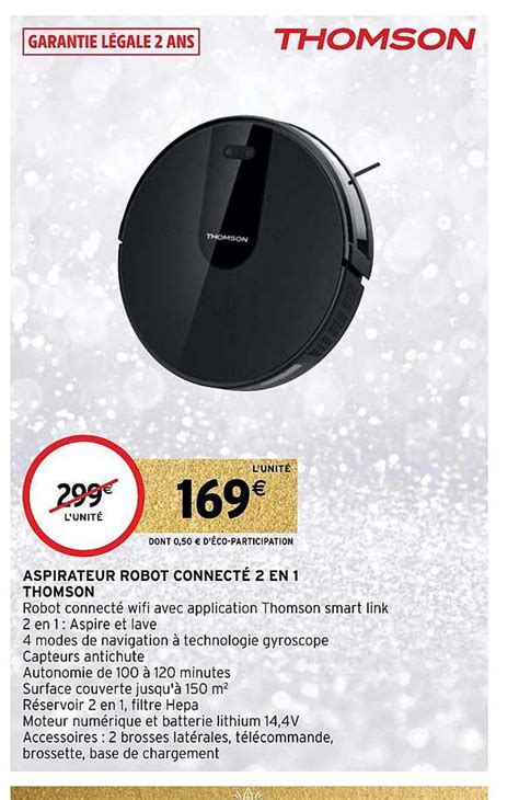 Promo Aspirateur Robot Connecté 2 En 1 Thomson chez Intermarché Hyper