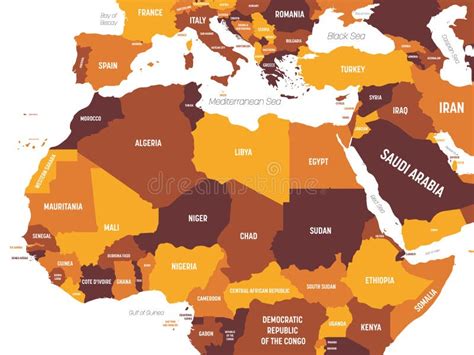 Matiz Laranja Marrom Do Mapa Do Norte Da Frica Colorida Sobre Fundo