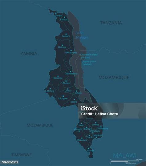 Mappa Del Malawi Mappa Vettoriale Altamente Dettagliata Del Malawi Con