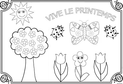 Coloriage Vive Le Printemps Maternelle Facile JeColorie