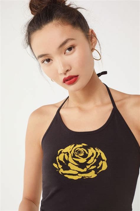 Truly Madly Deeply 90s Rose Halter Tank Top Urban Outfitters