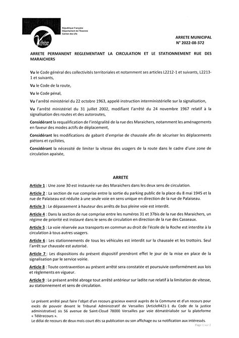 Calaméo Arr 2022 08 372 Arrêté Permanent Réglementant La Circulation