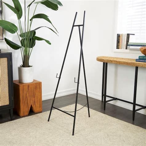 Litton Lane Black Metal Tier Geometric Easel The Home Depot