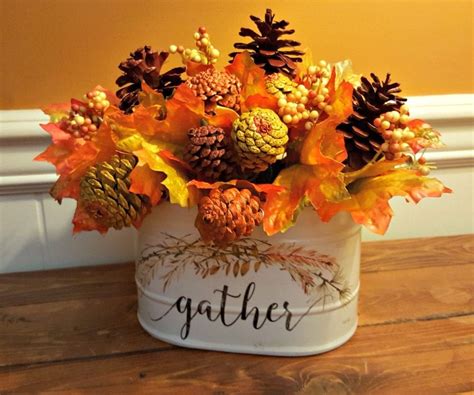 Fall Floral Arrangement With Painted Pine Cones Modern On Monticello