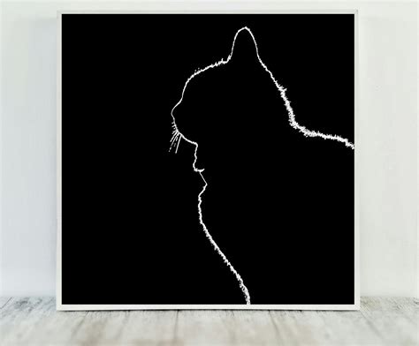 Monochrome Cat Art Cat Print Black and White Cat Instant